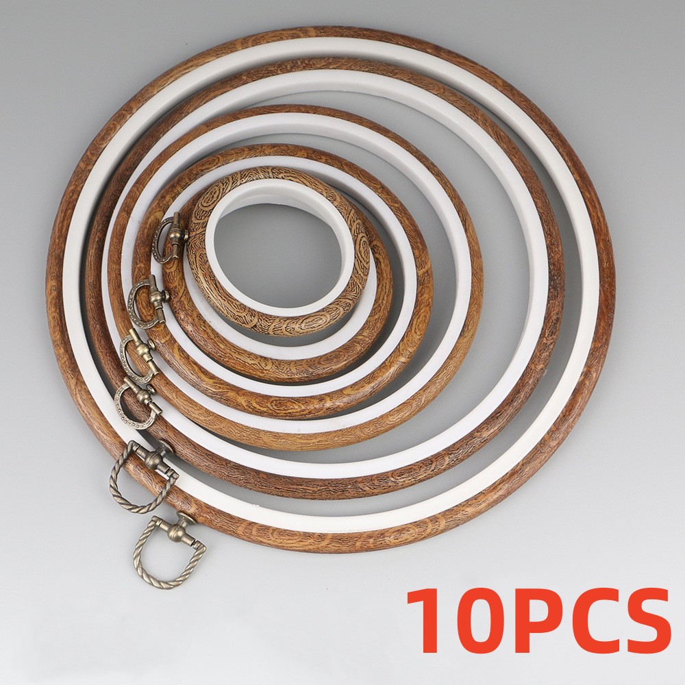 Embroidery Hoop Stand - 10pcs/Set 7.5-26cm Round Wooden Color Embroidery