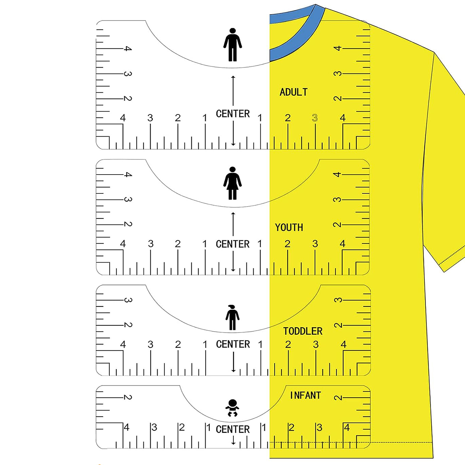 Embroidery Hub - Transparent 4Pcs T-Shirt Ruler Guide Alignment