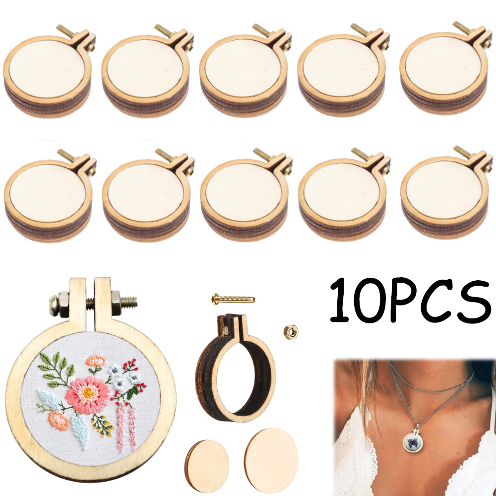 10Pcs/Set Wooden Mini Embroide - Embroidery Hoop Stand 评论和价格