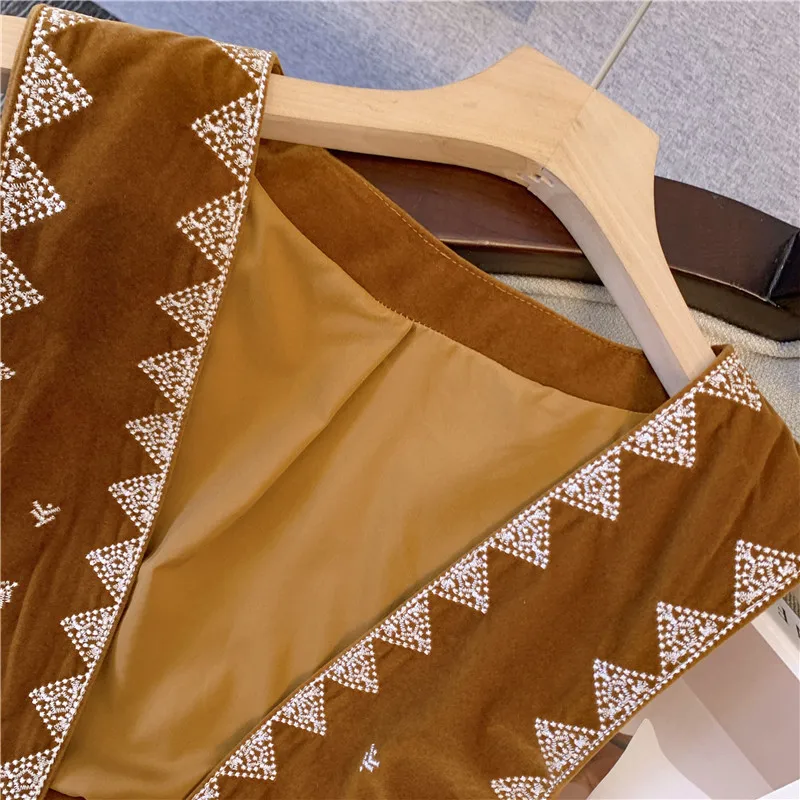 Vintage Fashion Cardigan for W - Embroidery Zig Zag Stitch 评论和价格